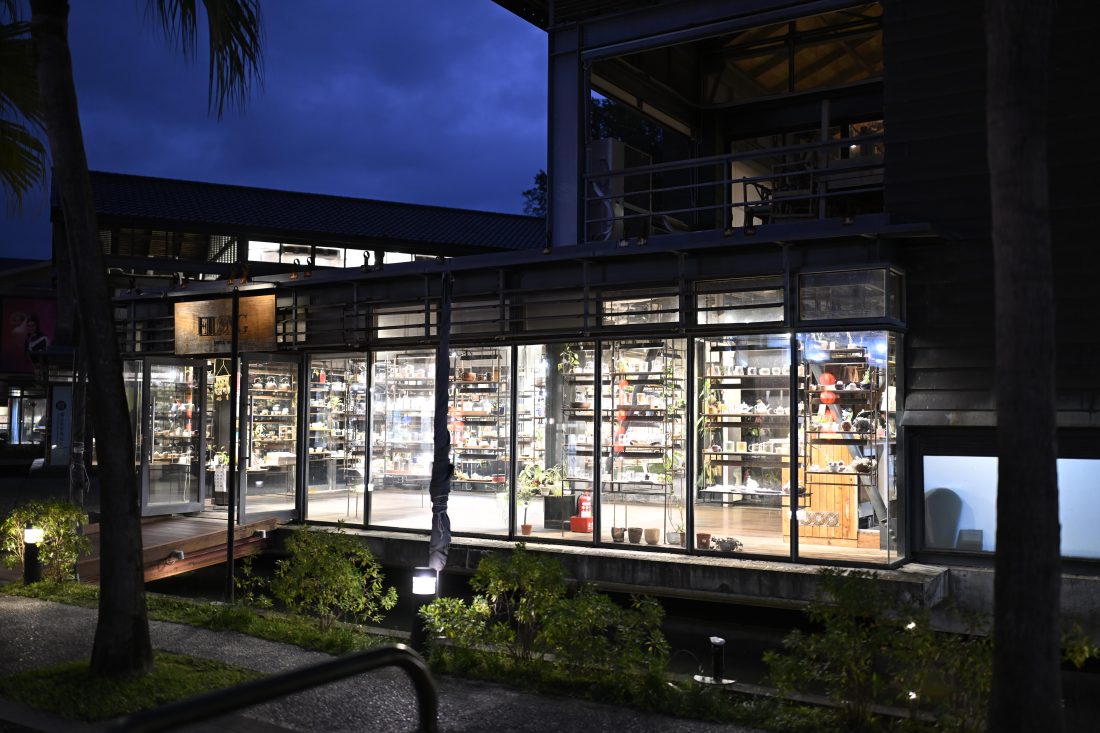 unedited tea house at night